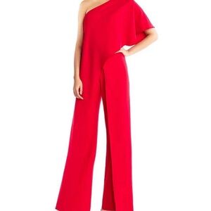 Adrianna Papell Vibrant Red Asymmetrical Jumpsuit